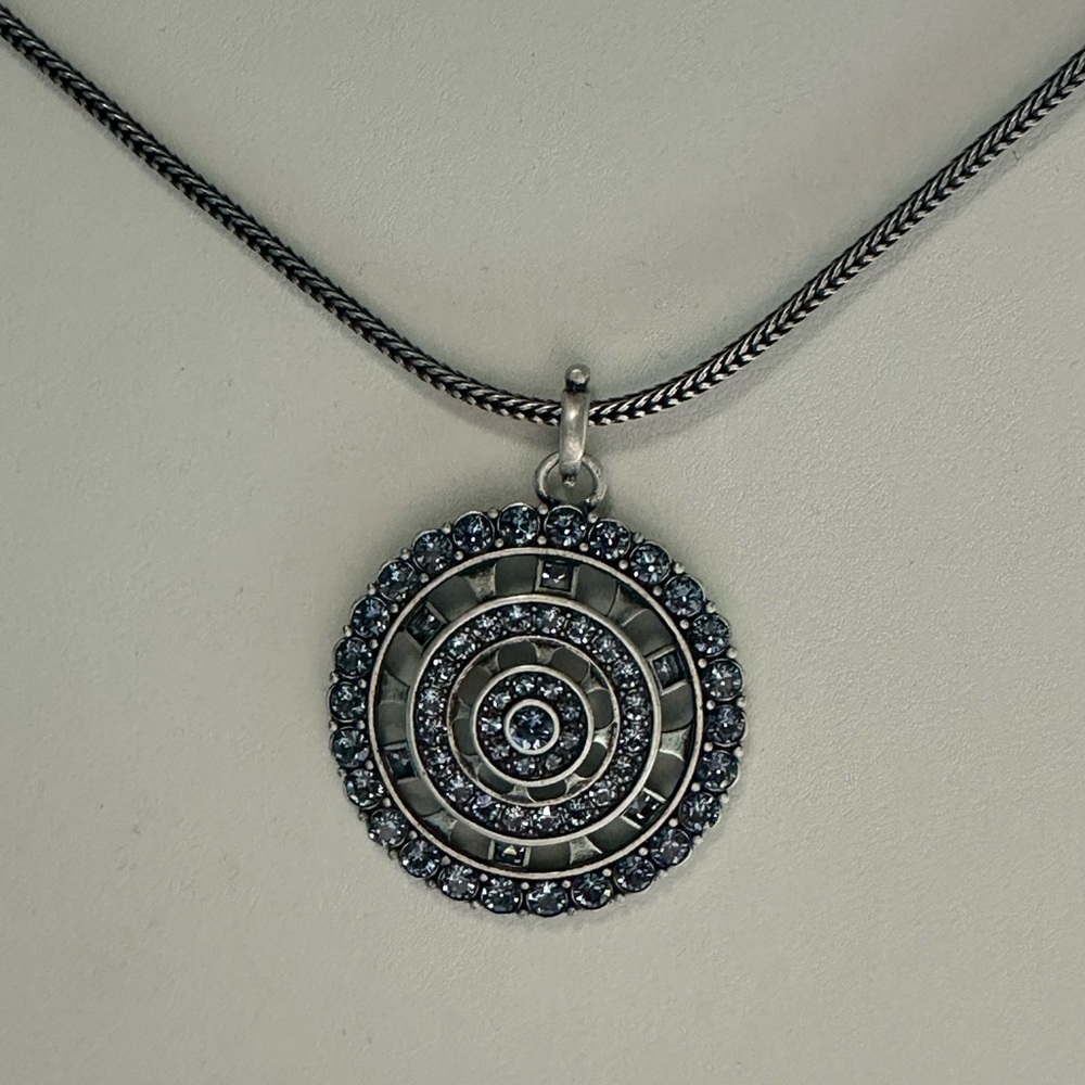 #TouchstoneCrystal Denim 1.25" Medallion Necklace #NWOT